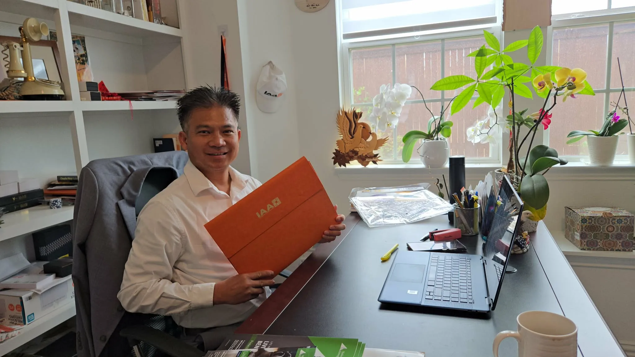 Khanh Nguyen reviewing a policy document